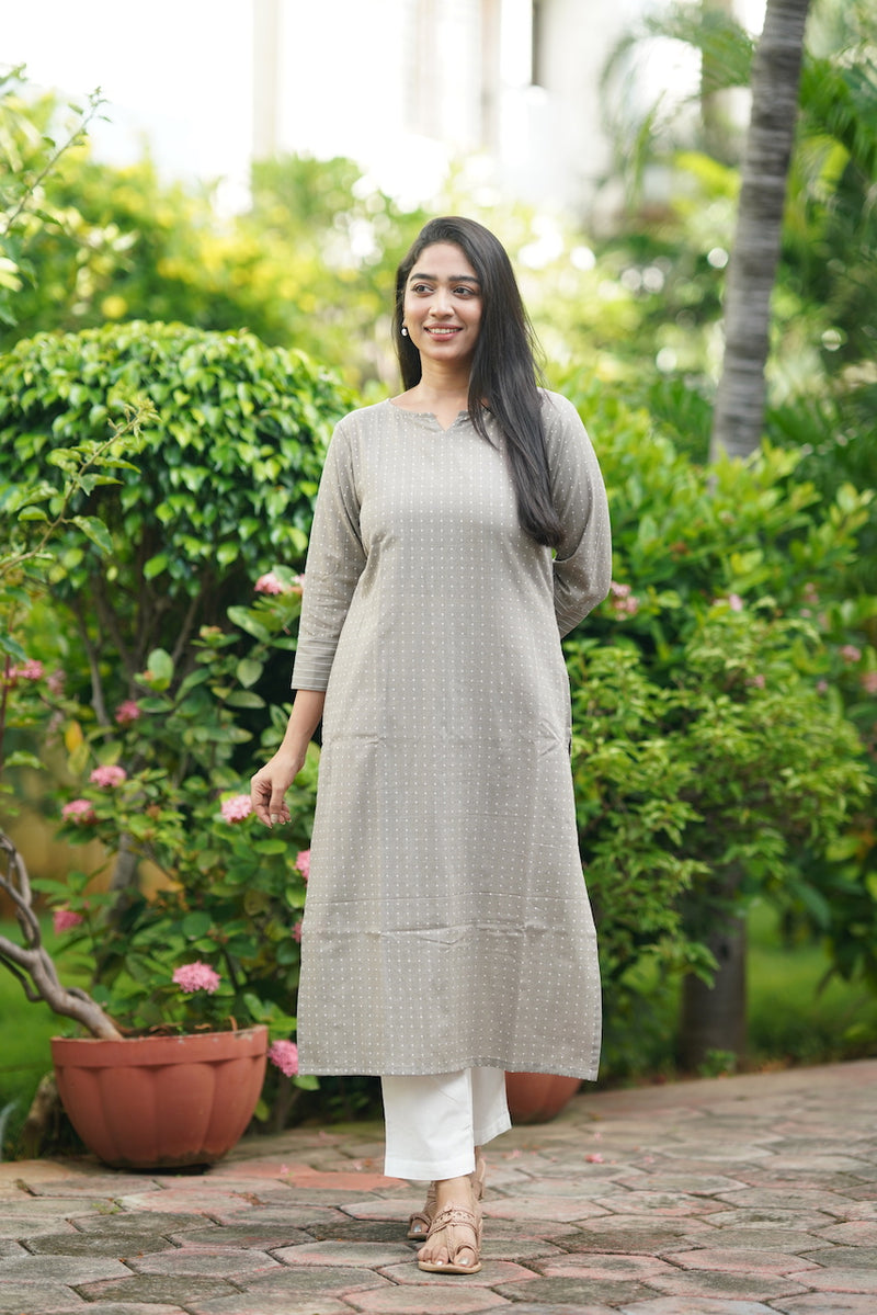 Handloom grey kurti