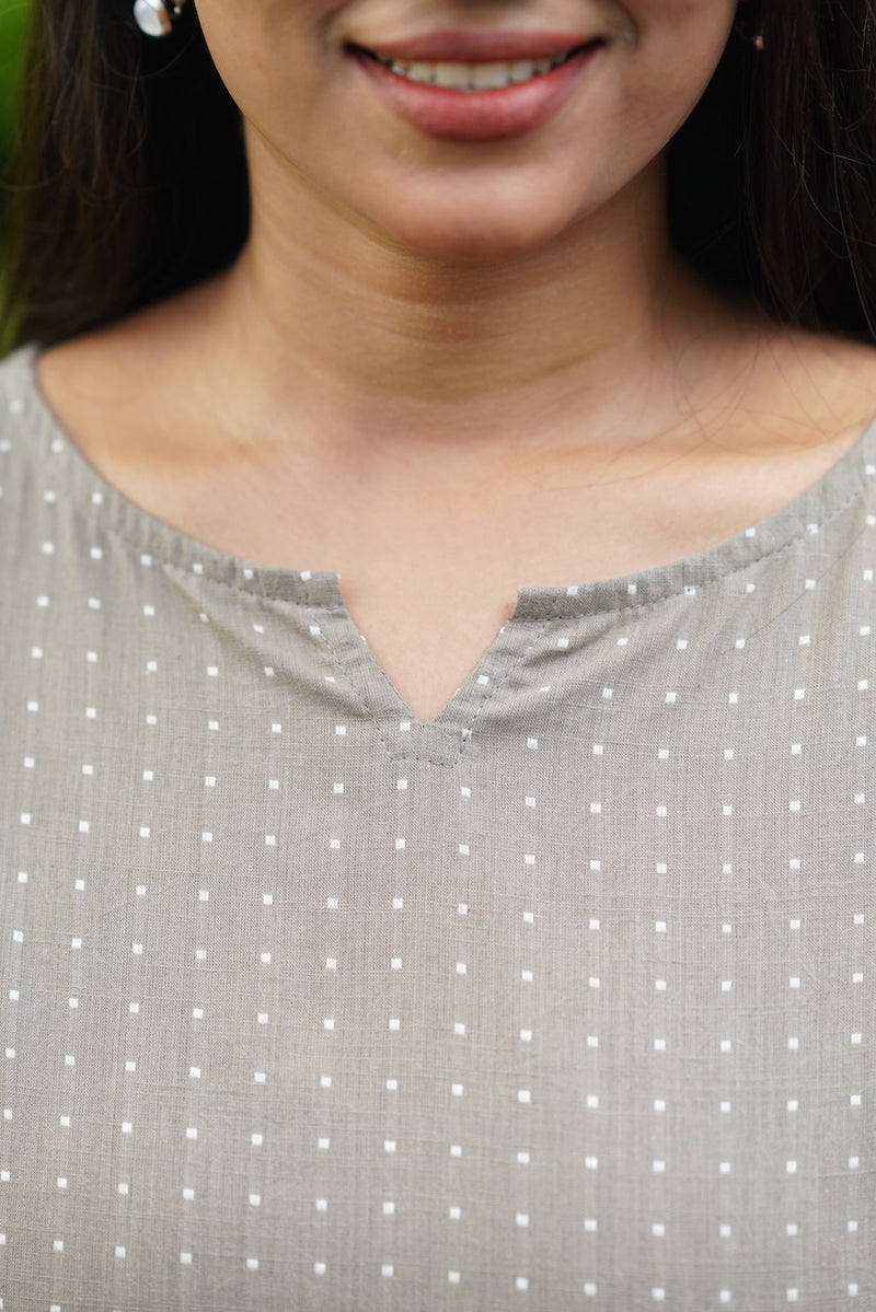 Handloom grey kurti