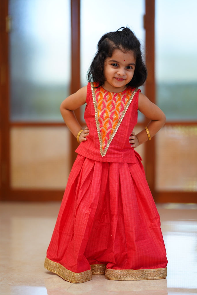 Aarvi Orange Skirt Set Mini