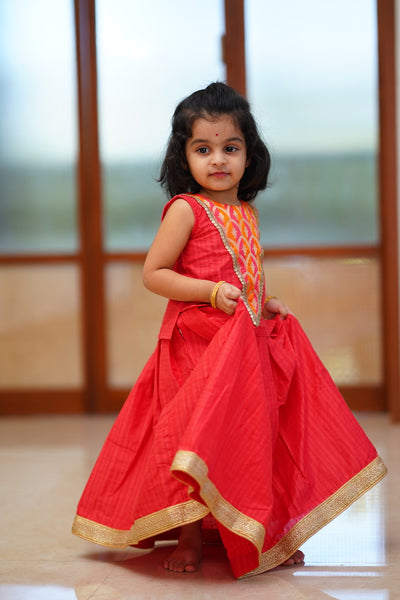 Aarvi Orange Skirt Set Mini