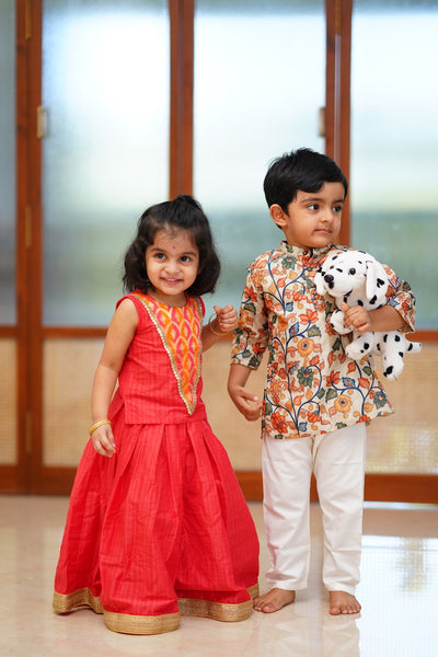 Aarvi Orange Skirt Set Mini