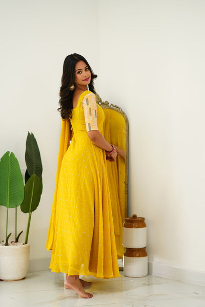 Maya - Yellow Long Gown with Belt