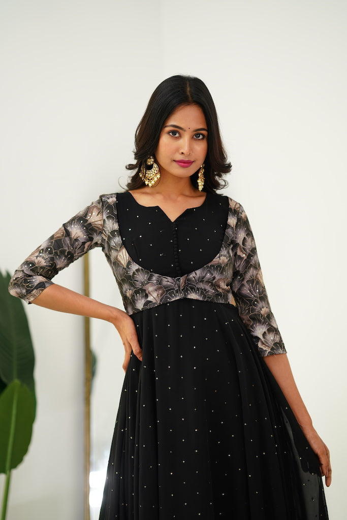 Black Anarkali with Overcoat