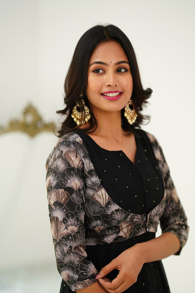 Black Anarkali with Overcoat