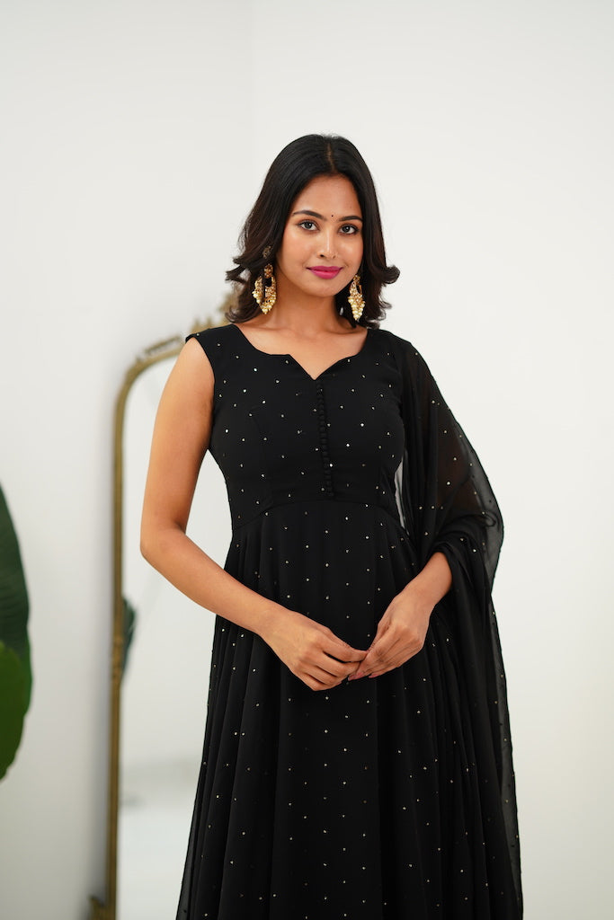 Black Anarkali with Overcoat