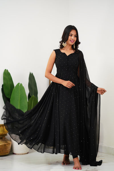 Black Anarkali with Overcoat