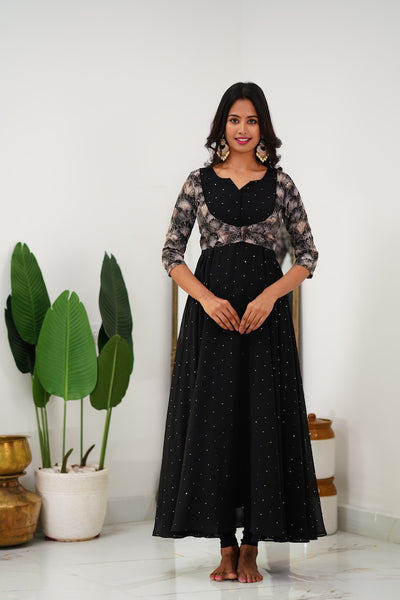 Black Anarkali with Overcoat