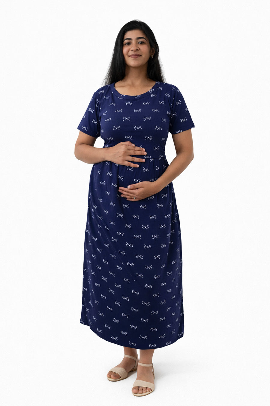 open lace back dress Diana Mesh Maternity Nursing Party Dress for Women