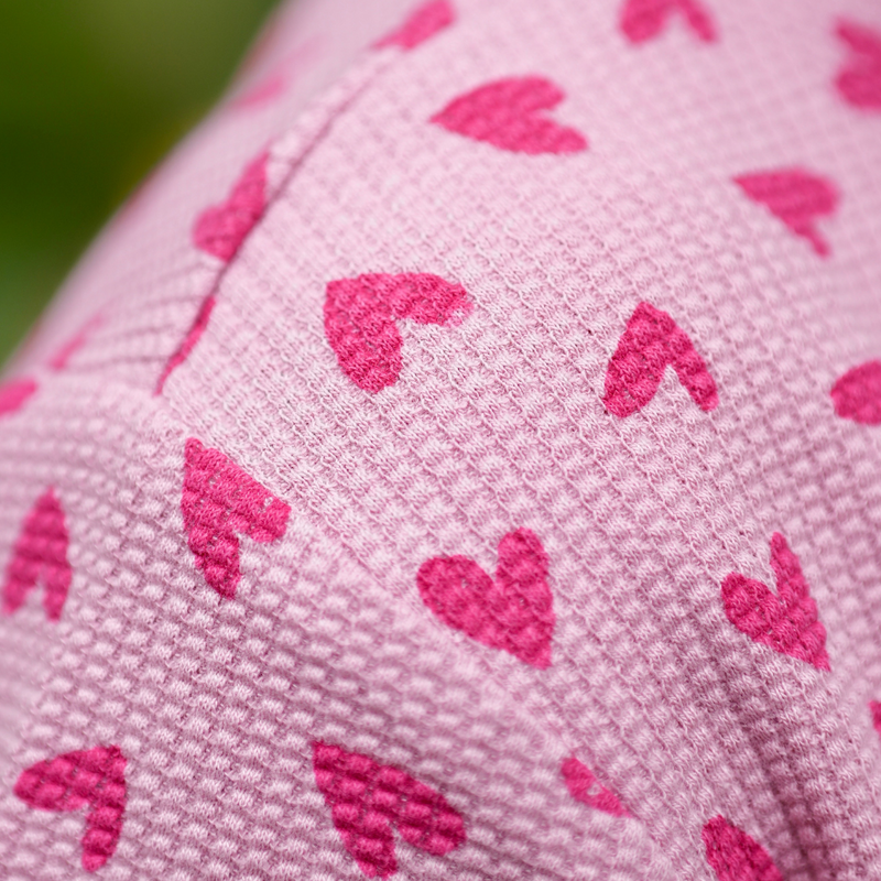 PINK BLUSH HEART WAFFLE TEEJAMAS