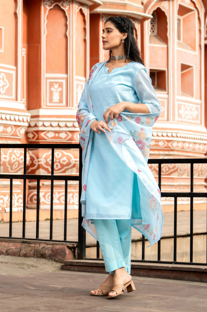 Pari Blue Kota Kurta Set