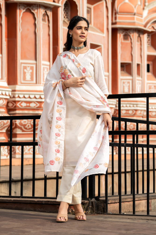 Pari Pastel Yellow Kota Kurta Set