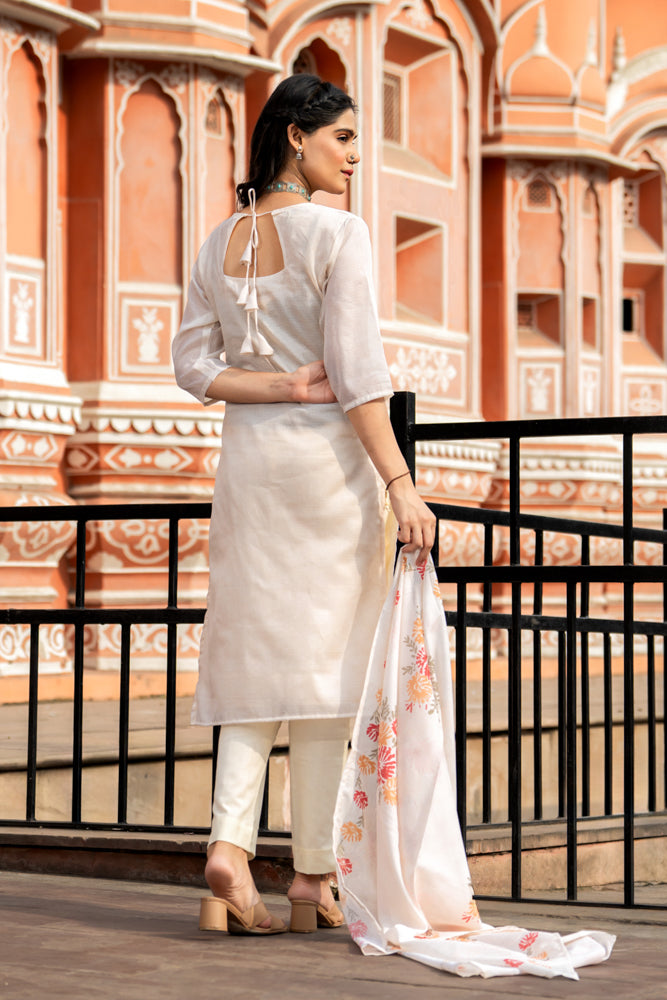 Pari Pastel Yellow Kota Kurta Set