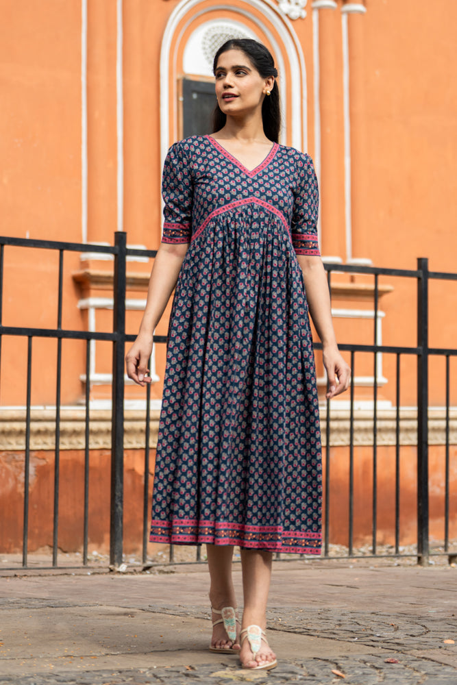 Navy Pink Buti Nyra Dress