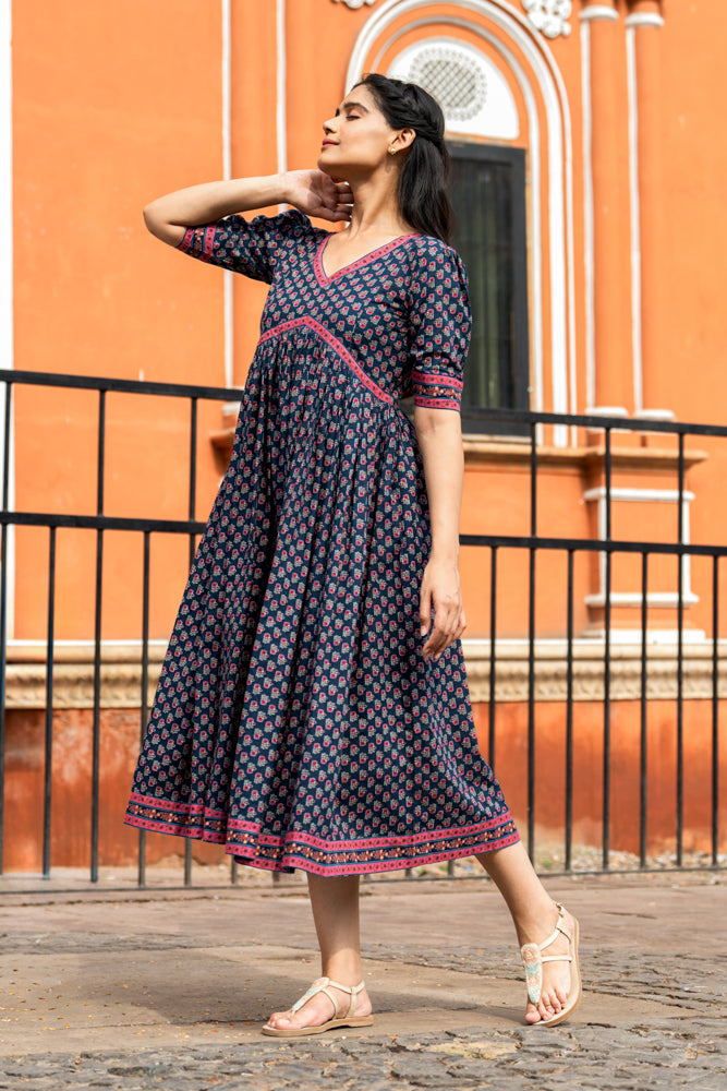 Navy Pink Buti Nyra Dress