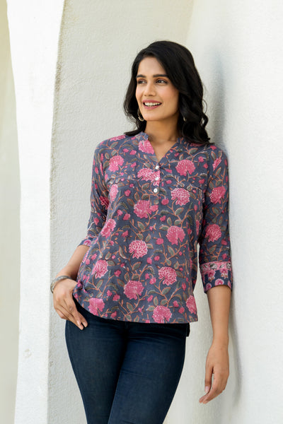 Santorini Floral Short Kurta