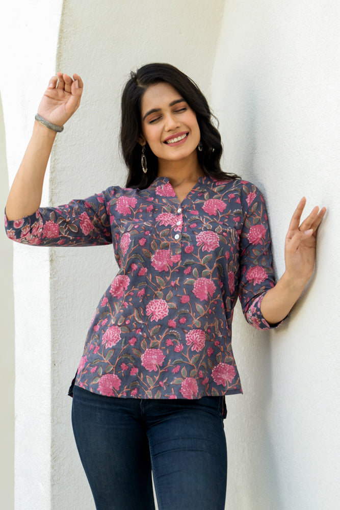 Santorini Floral Short Kurta