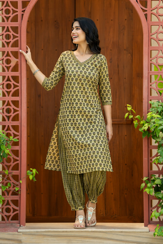 Madder Green Buti Kurta Set