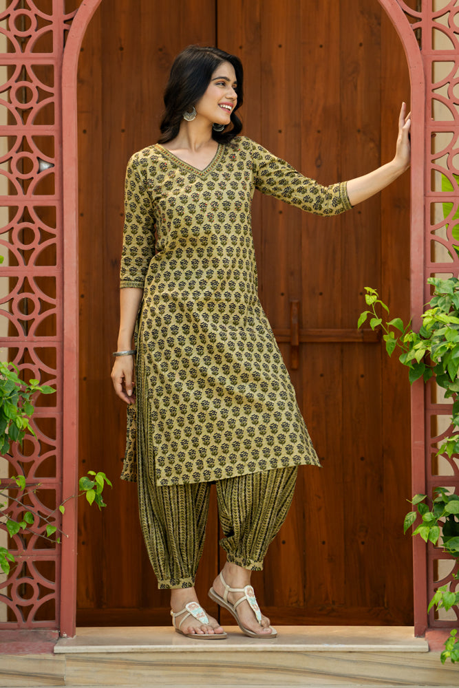 Madder Green Buti Kurta Set