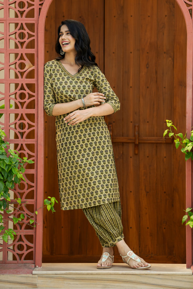 Madder Green Buti Kurta Set