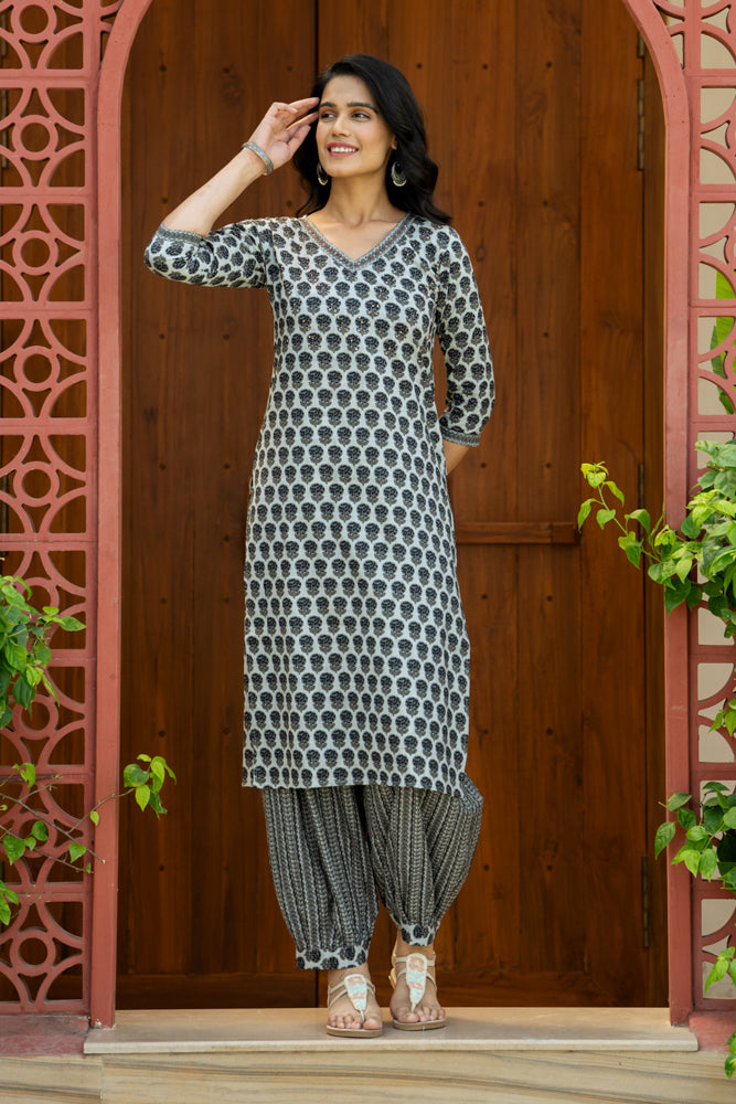 Grey Buti Kurta Set