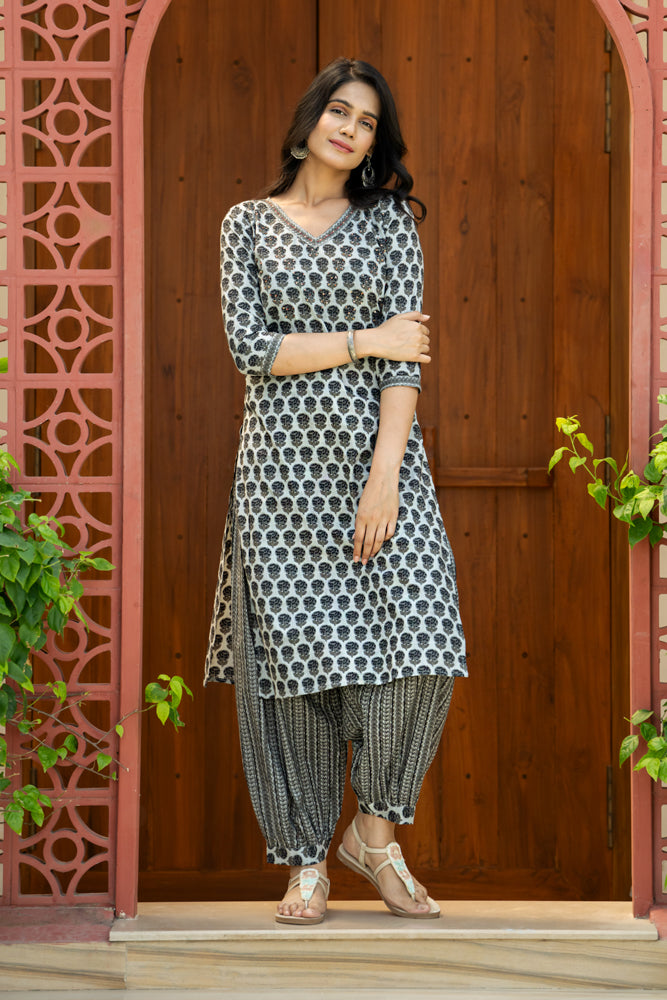 Grey Buti Kurta Set