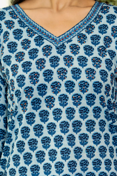 Indigo Buti Kurta Set