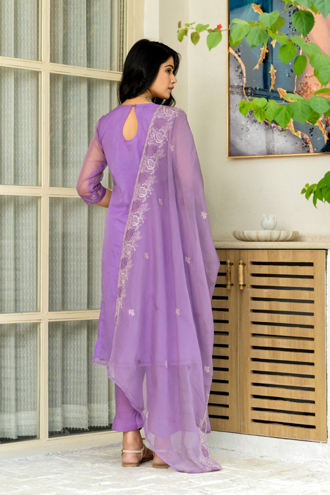 Jugni Purple Organza Kurta Set