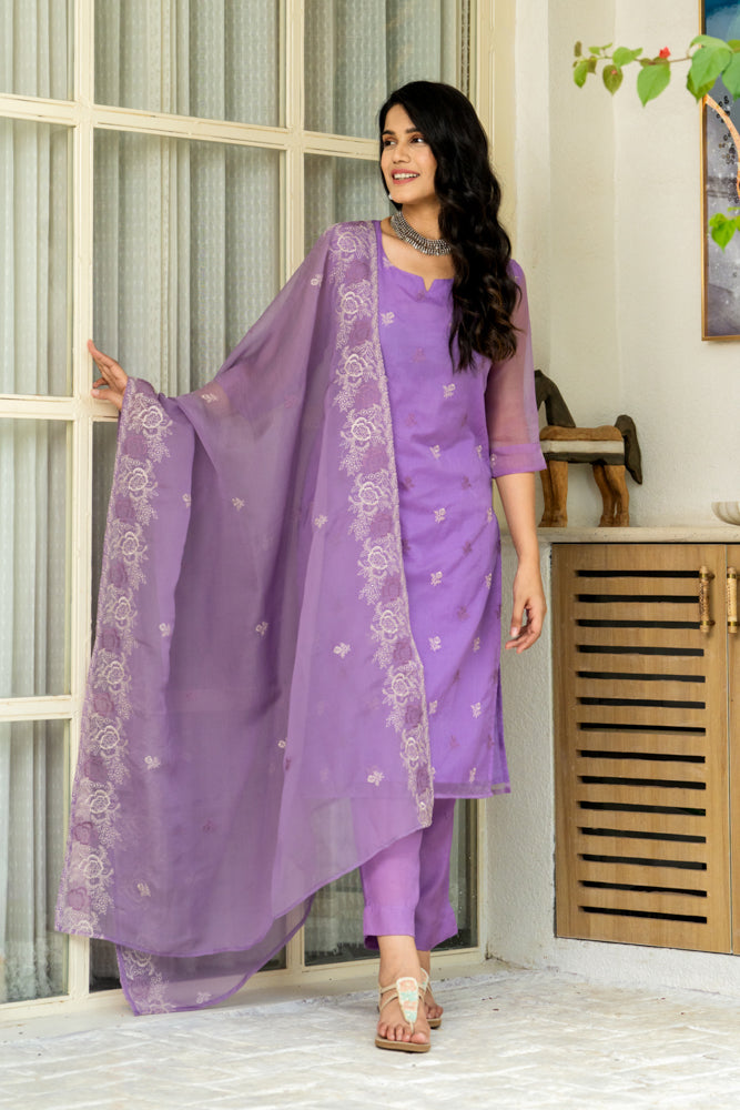 Jugni Purple Organza Kurta Set