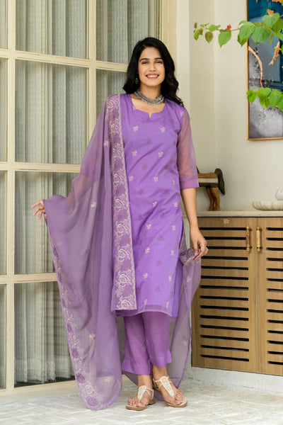 Jugni Purple Organza Kurta Set