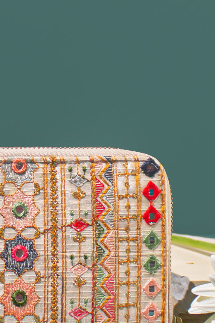 Rafia Embroidered Wallet
