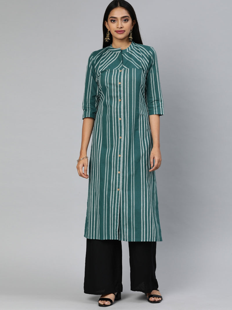 EXP - Wee Green Stipes Kurta