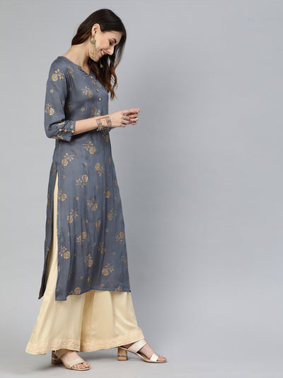 EXP - Vishudh Grey Printed Kurta