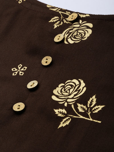 EXP - Mocha Brown Colour Printed Kurta