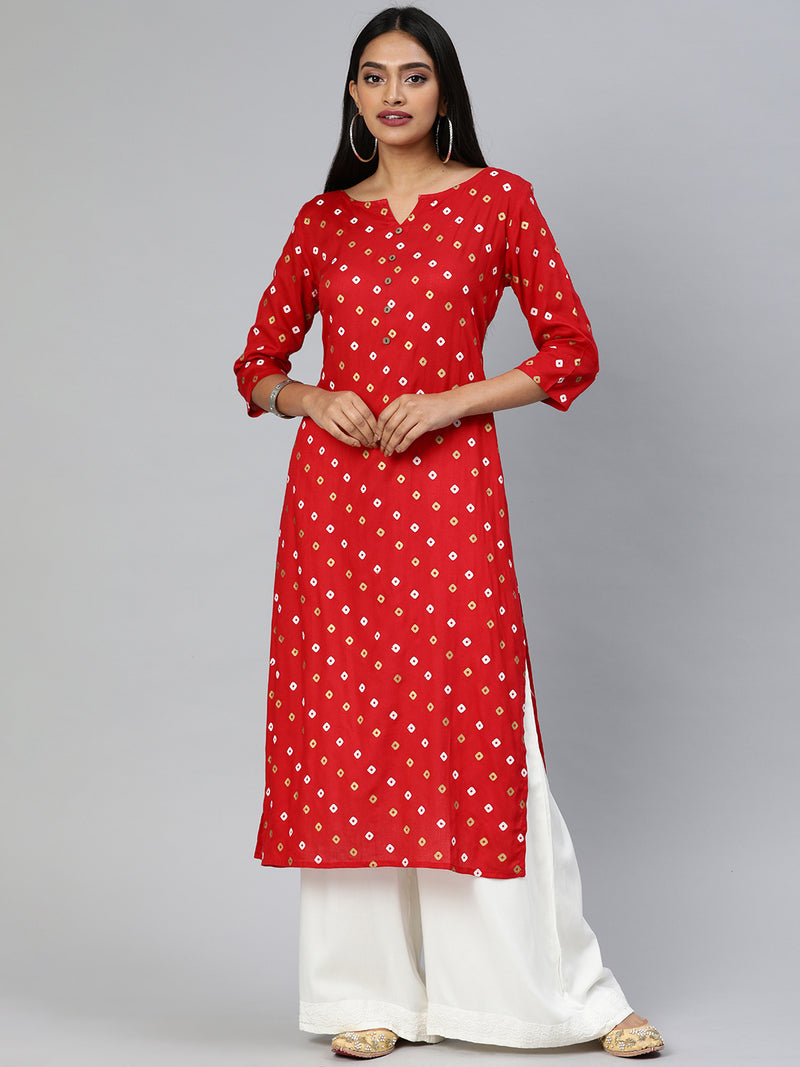 EXP - Ranak Bandhini Red Colour Kurta