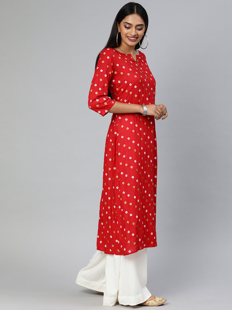 EXP - Ranak Bandhini Red Colour Kurta