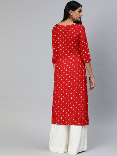 EXP - Ranak Bandhini Red Colour Kurta