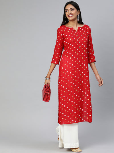 EXP - Ranak Bandhini Red Colour Kurta