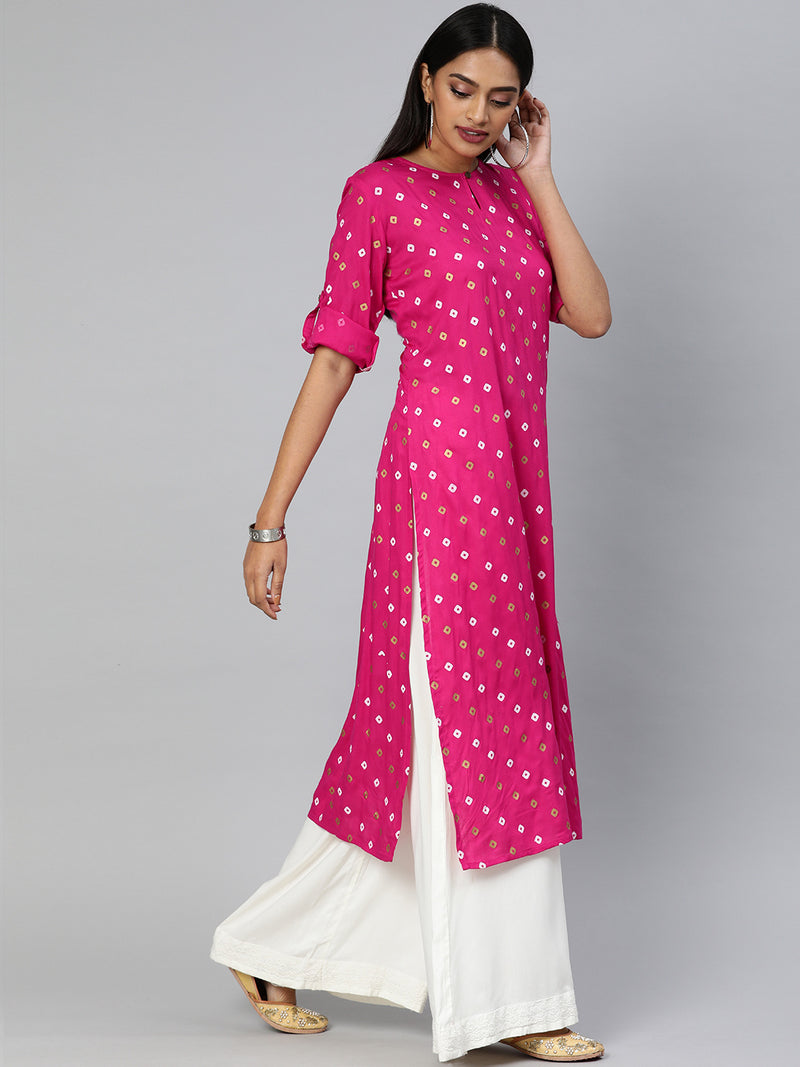 EXP - Gosriki Bandhini Pink Colour Kurta