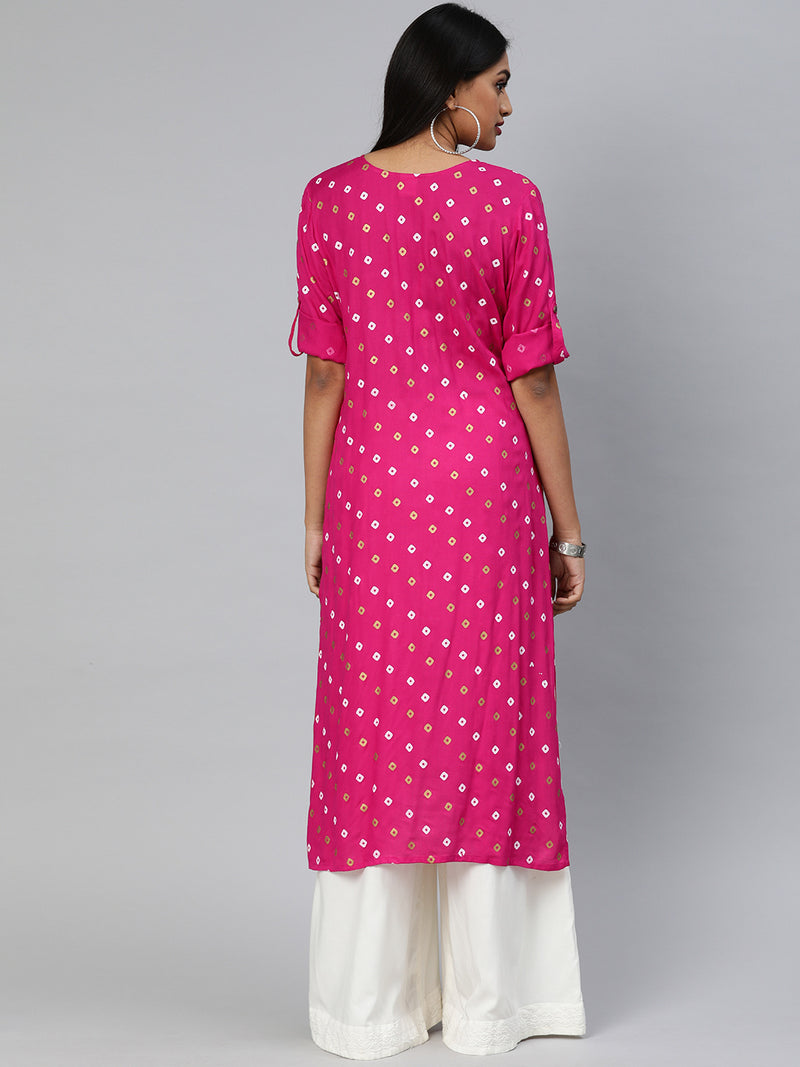 EXP - Gosriki Bandhini Pink Colour Kurta