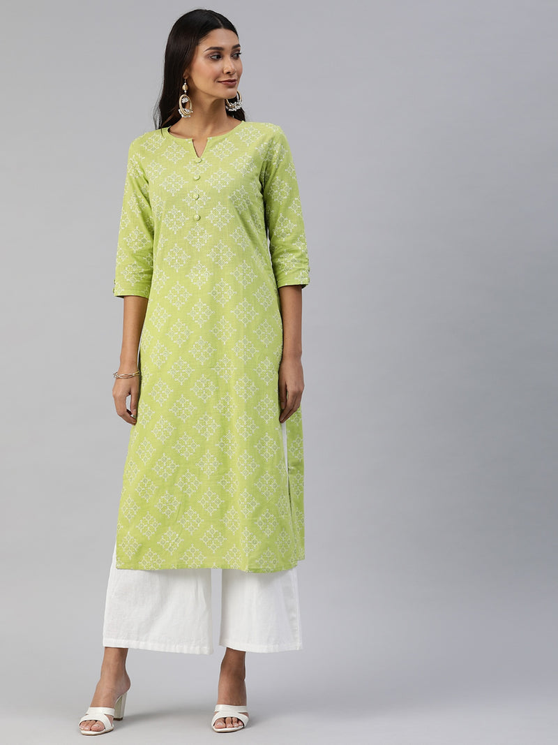 EXP -  Biba Green Straight Kurta