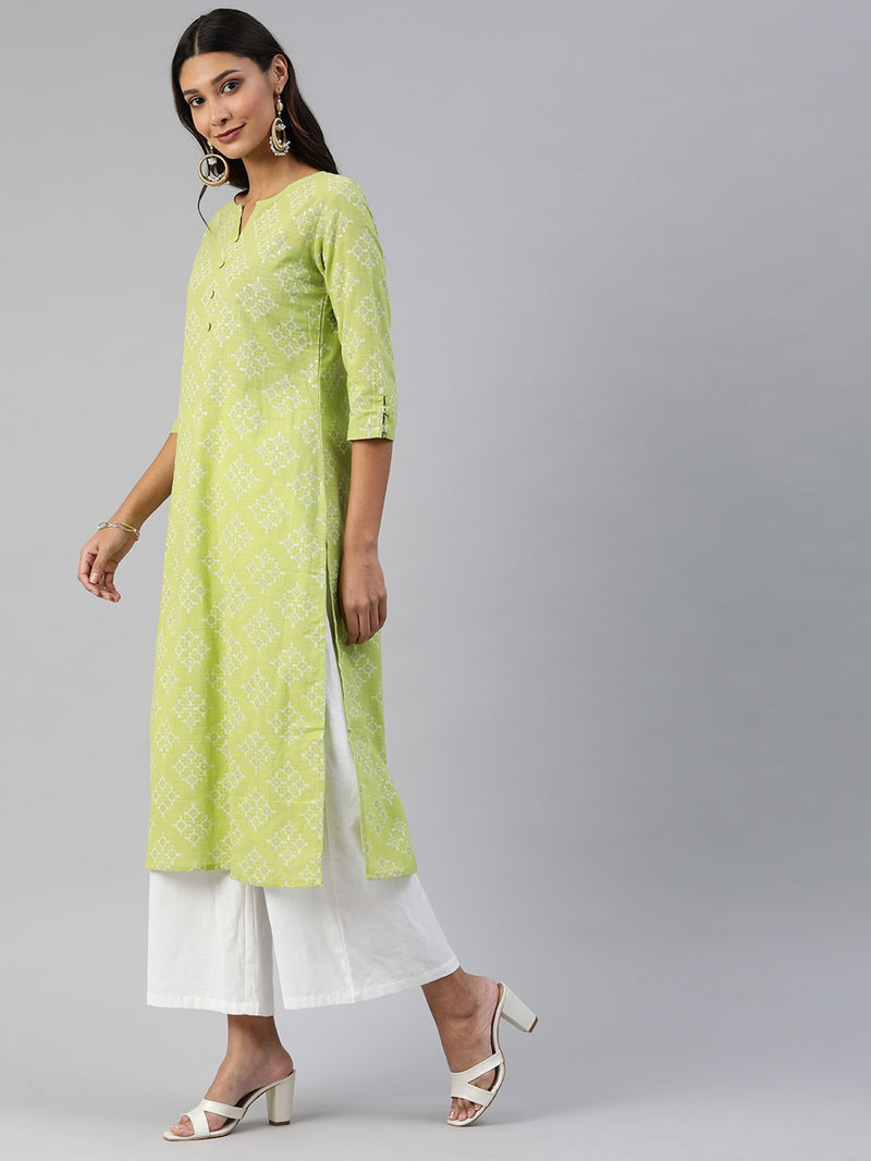 EXP -  Biba Green Straight Kurta