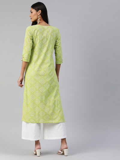 EXP -  Biba Green Straight Kurta