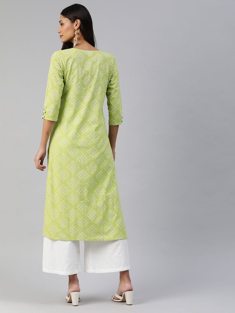 EXP -  Biba Green Straight Kurta