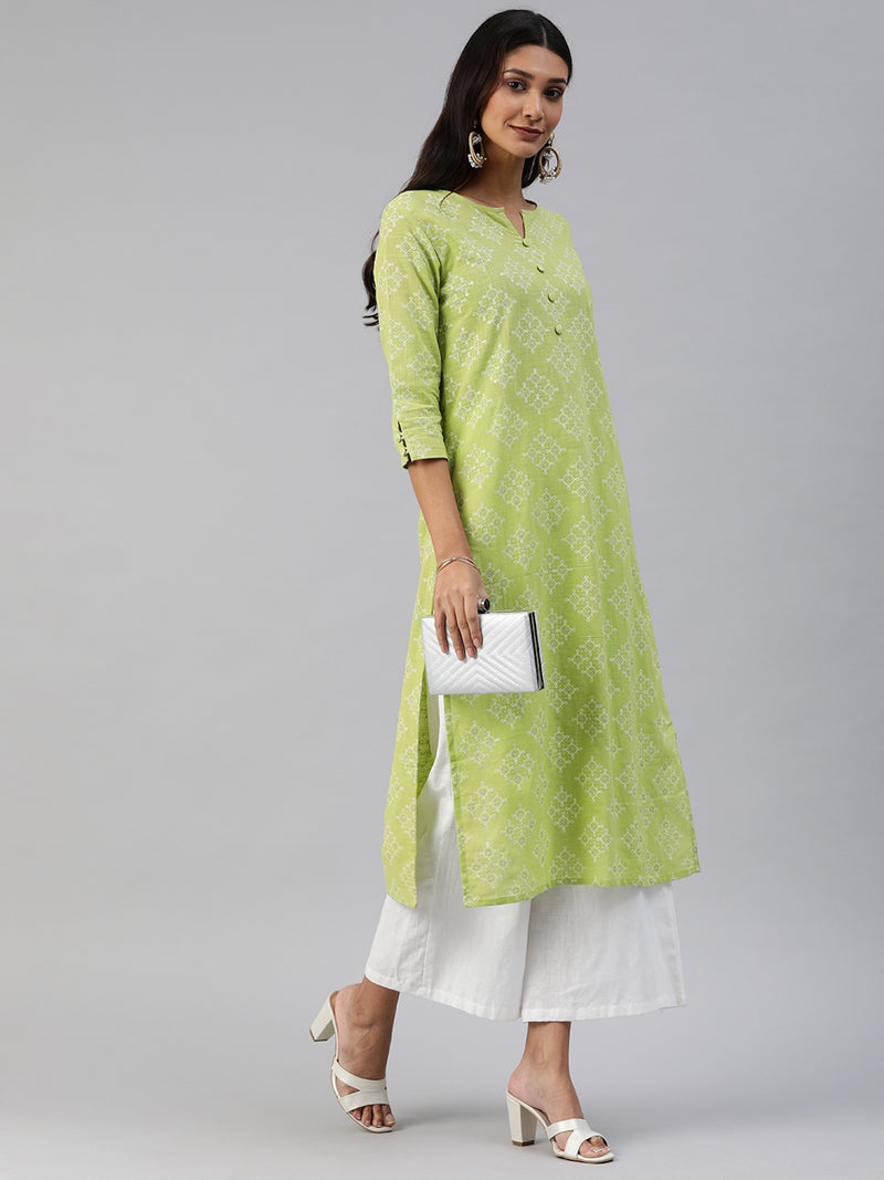 EXP -  Biba Green Straight Kurta