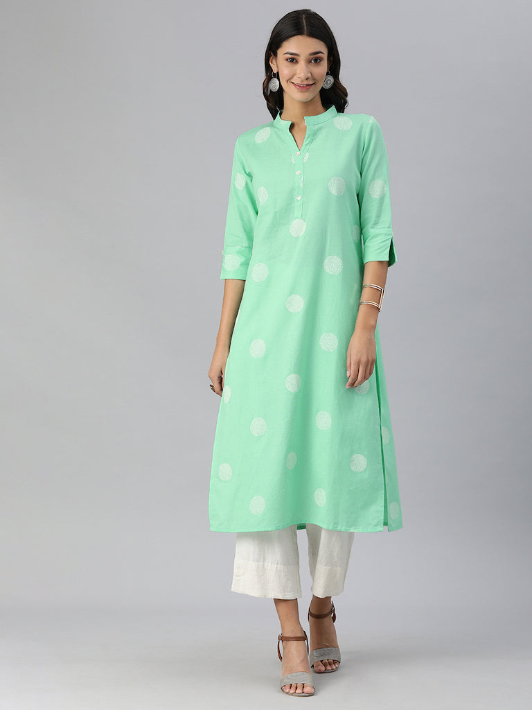 EXP -  Anouk blue polka kurta