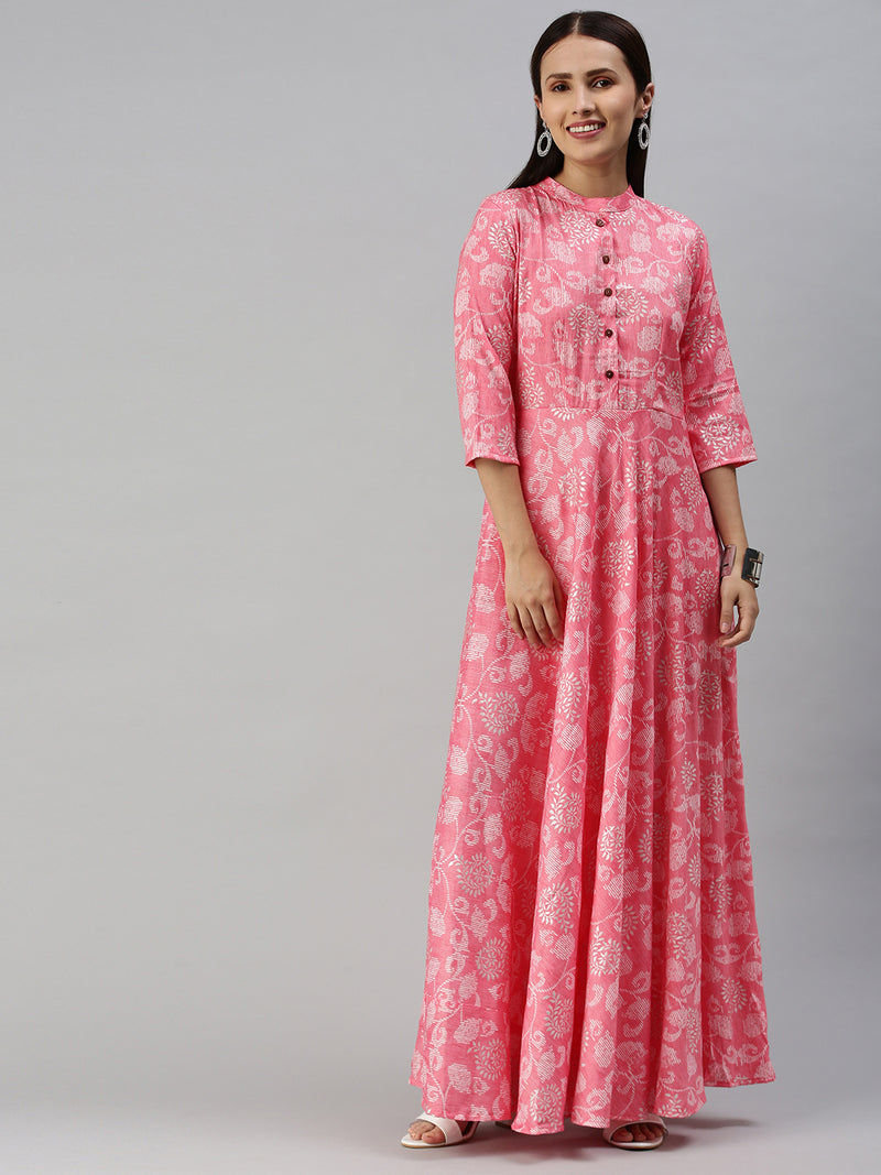 EXP - Gillori Pink fit And Flare Full Dress