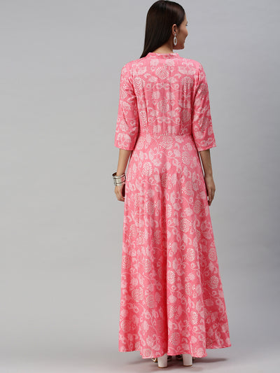 EXP - Gillori Pink fit And Flare Full Dress