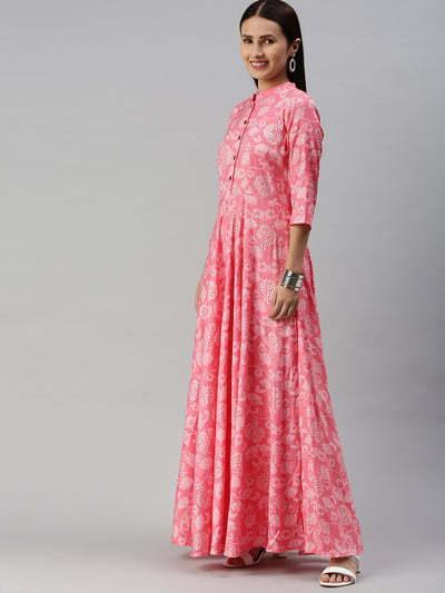 EXP - Gillori Pink fit And Flare Full Dress