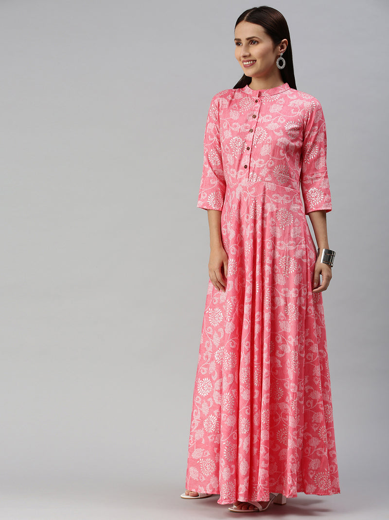 EXP - Gillori Pink fit And Flare Full Dress