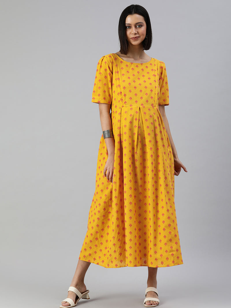 EXP - Dizzy Yellow Cotton  Nursing  Dress